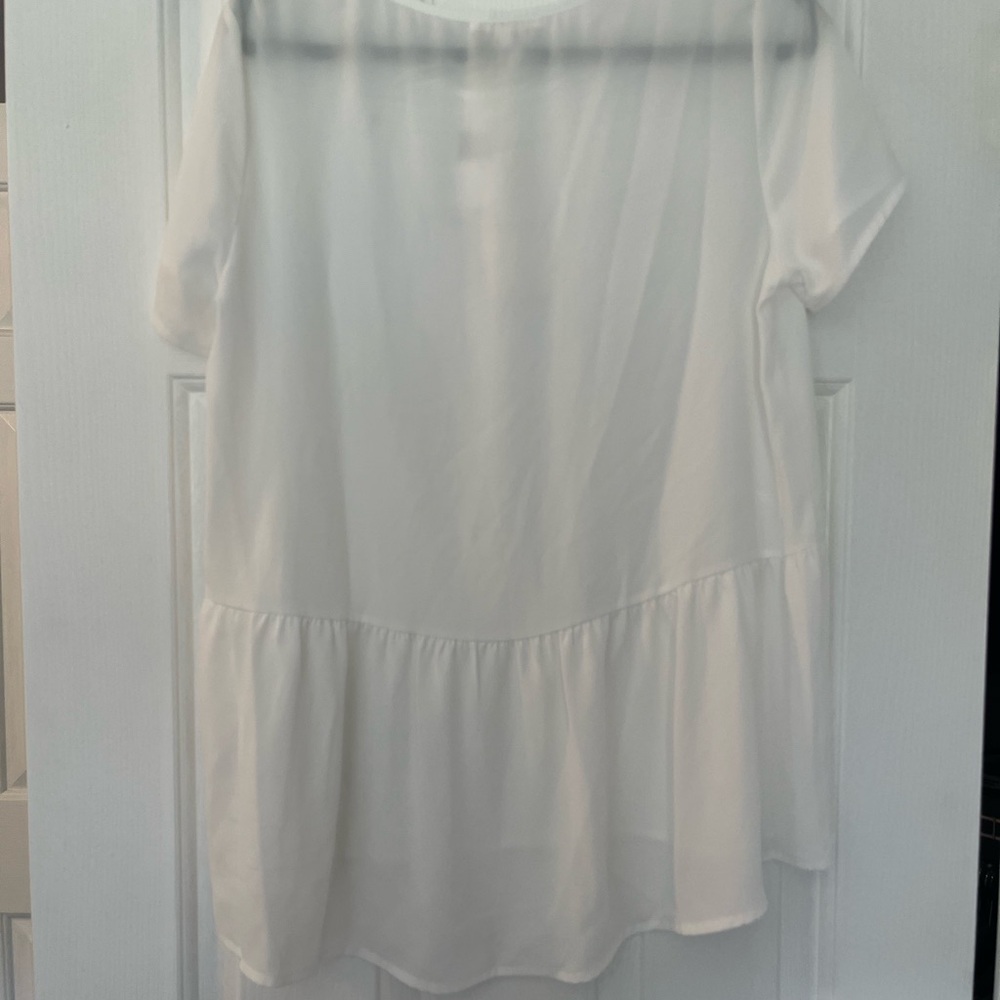 Pleione short sleeve white sheer blouse medium NWT - Picture 3 of 3